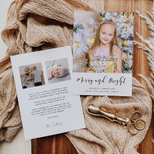 Cartão De Festividades Elegante Alegre e Brilhante 3 Fotos Família