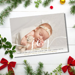 Cartão De Festividades Elegante Alegria ao Mundo Natal Novo Bebê Foto