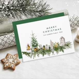 Cartão De Festividades Elegante Aquarela Composição de Natal Saudação