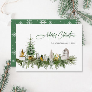 Cartão De Festividades Elegante Aquarela Composição de Natal Saudação