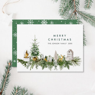 Cartão De Festividades Elegante Aquarela Composição de Natal Saudação