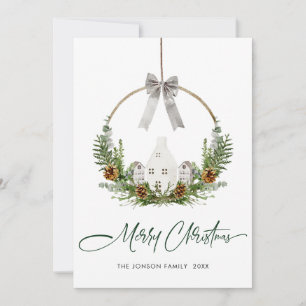 Cartão De Festividades Elegante Aquarela Composição Feliz de Natal
