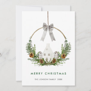 Cartão De Festividades Elegante Aquarela Composição Feliz de Natal