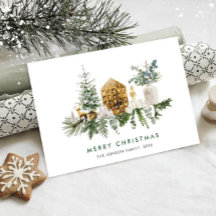 Elegante Aquarela Composição Feliz de Natal