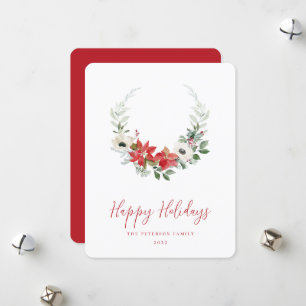 Cartão De Festividades Elegante Aquarela Floral de Natal