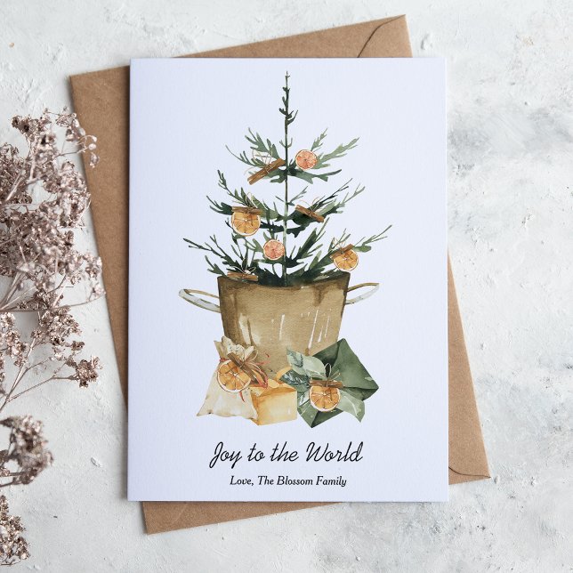 Cartão De Festividades Elegante Aquarela Laranja Fatias Cinnamon Flat (Criador carregado)