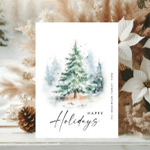 Elegante Aquarela Pinheira de Natal de inverno