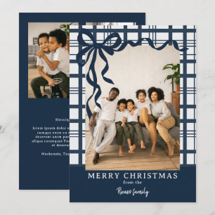 Cartão De Festividades Elegante Arco e Xadrez Personalizado Foto Natal