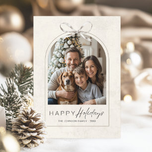 Cartão De Festividades Elegante Arco Moderno Família Foto Simples Arco Fe