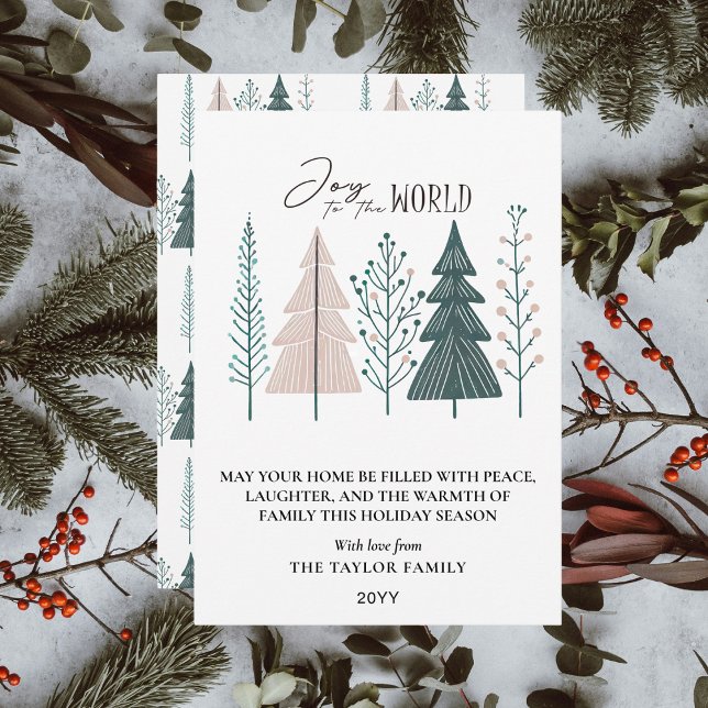 Cartão De Festividades Elegante Árvore de Natal Boho de Joias Botânicas (Elegant Botanical Boho Joy Christmas Tree Holiday Card
)