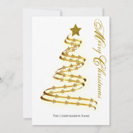 Cartão De Festividades Elegante Árvore de Natal Dourada Estrelas Abstrato