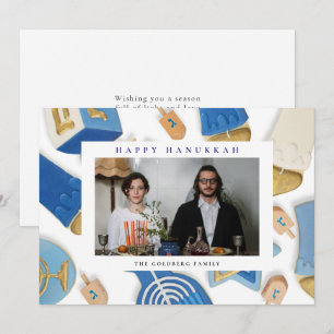 Cartão De Festividades Elegante Azul Feliz Hanukkah Família 1 Foto