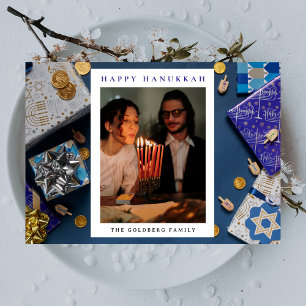 Cartão De Festividades Elegante Azul Feliz Hanukkah Família 1 Foto
