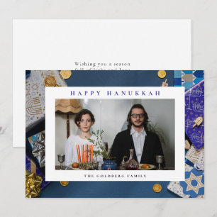 Cartão De Festividades Elegante Azul Feliz Hanukkah Família 1 Foto