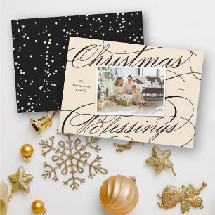 Cartão De Festividades Elegante Bênçãos Religiosas de Natal Foto Script