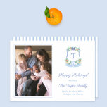 Cartão De Festividades Elegante Blue Citrus Merry Christmas Photo<br><div class="desc">* Crédito da fotografia: Fotografia © Storytree Studios, Stanford, CA ** / Smart Happy Holidays cartões de fotos com espaço para uma letra de solteiro monograma e uma fotografia de família. Todos os elementos aquosos foram originalmente pintados por mim em aquarelas em papel de algodão a 100% antes de serem...</div>