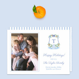 Cartão De Festividades Elegante Blue Citrus Merry Christmas Photo