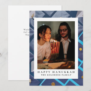Cartão De Festividades Elegante Blue Happy Hanukkah Family 1 Foto