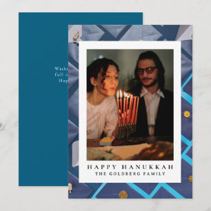 Cartão De Festividades Elegante Blue Happy Hanukkah Family 1 Foto