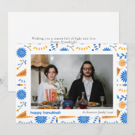 Cartão De Festividades Elegante Blue Happy Hanukkah Family 1 Foto