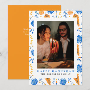 Cartão De Festividades Elegante Blue Happy Hanukkah Family 1 Foto