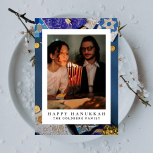 Cartão De Festividades Elegante Blue Happy Hanukkah Family 1 Foto