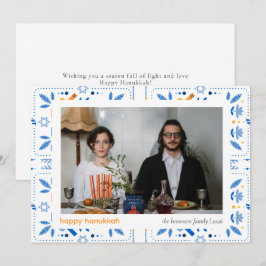 Cartão De Festividades Elegante Blue Happy Hanukkah Family 1 Foto