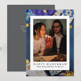 Cartão De Festividades Elegante Blue Happy Hanukkah Family 1 Foto