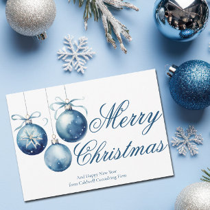 Cartão De Festividades Elegante Blue Merry Christmas Ornament Company