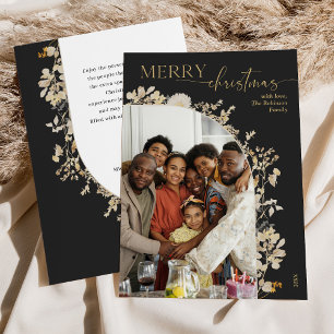 Cartão De Festividades Elegante Boho Dark Moody 1 Foto Natal