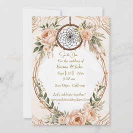 Cartão De Festividades Elegante Boho Dreamcatcher Floral Salvar Carro Dat