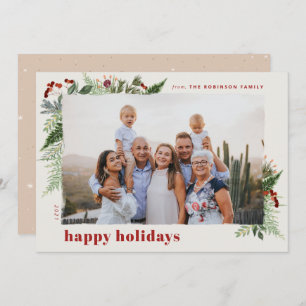 Cartão De Festividades Elegante Boho Neutral Burgundy