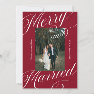 Cartão De Festividades Elegante Caligrafia de Letra de Casados e Alegres