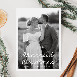 Cartão De Festividades Elegante Carta de Natal de Casados Script 2 Fotos