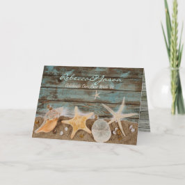 Cartão De Festividades elegante casa de praia conchas casamento na praia