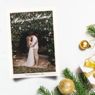Cartão De Festividades Elegante Casado Casamento Foto Natal