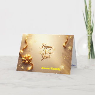 Cartão De Festividades Elegante Champagne Dourado Feliz Ano Novo