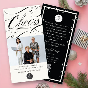 Cartão De Festividades Elegante Cheers Script Calliographic Photo Busines