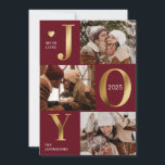 Cartão De Festividades Elegante Chic Red Dourado Fotografia Collage Natal<br><div class="desc">Cartão Faux Dourado e Red Natal Foliday. A combinação na moda de sotaques de ouro falsos e vermelho clássico cria um design moderno, chic. Perfeito para apresentar uma foto de casal ou de família, esta placa é uma bela maneira de compartilhar cartões de natal. Personalize facilmente com o seu próprio...</div>