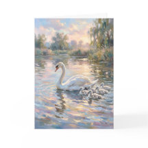 Elegante Cisne Mãe e Bebês Dia das Mães 