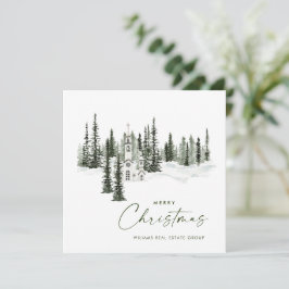 Cartão De Festividades Elegante Clássico da Floresta de inverno