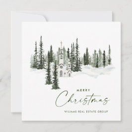 Cartão De Festividades Elegante Clássico da Floresta de inverno