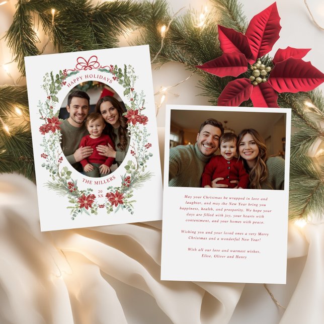 Cartão De Festividades Elegante Clássico Inverno Verde (Criador carregado)