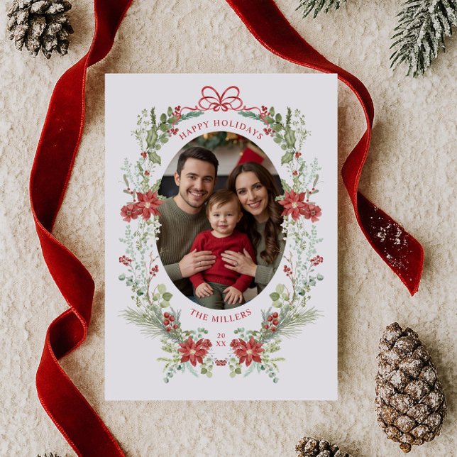 Cartão De Festividades Elegante Clássico Verde de inverno (Criador carregado)