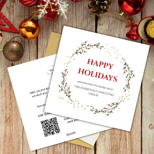 Cartão De Festividades Elegante Código QR de Logotipo Corporativo Grinald