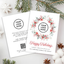 Cartão De Festividades Elegante Código QR do Logotipo Comercial Corporati