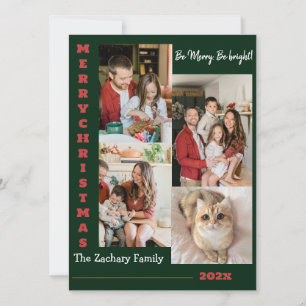 Cartão De Festividades Elegante Colagem de Fotos de Família de Natal Mode