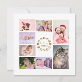 Cartão De Festividades Elegante Colagem de Fotos de Família em Dourado pa