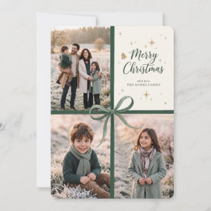 Cartão De Festividades Elegante Colagem de Fotos de Natal em Família