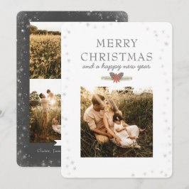 Cartão De Festividades Elegante Colagem de Fotos de Natal Feliz Floco de 